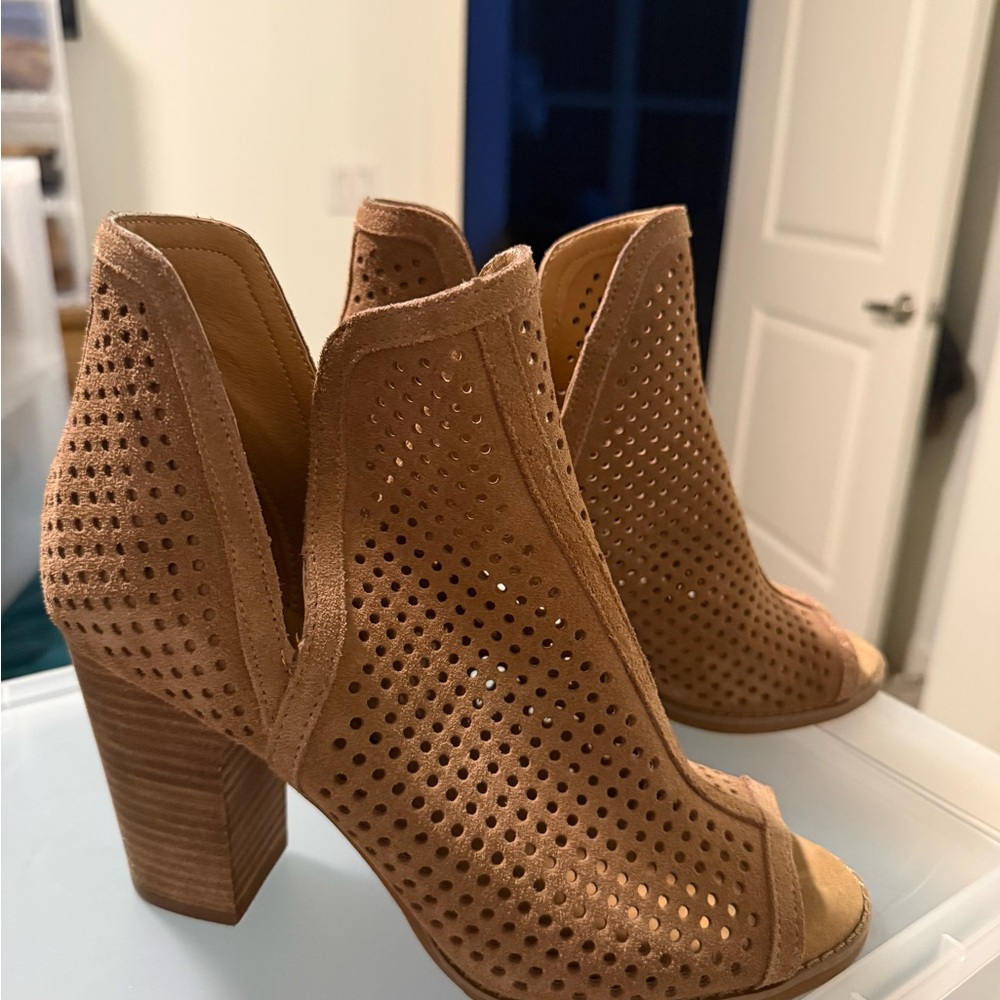 Lucky Brand Brown Perforated Heeled Boots